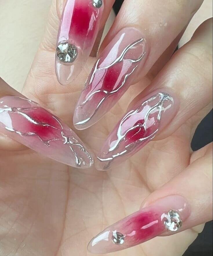 Chrome Cyber Pink Nails