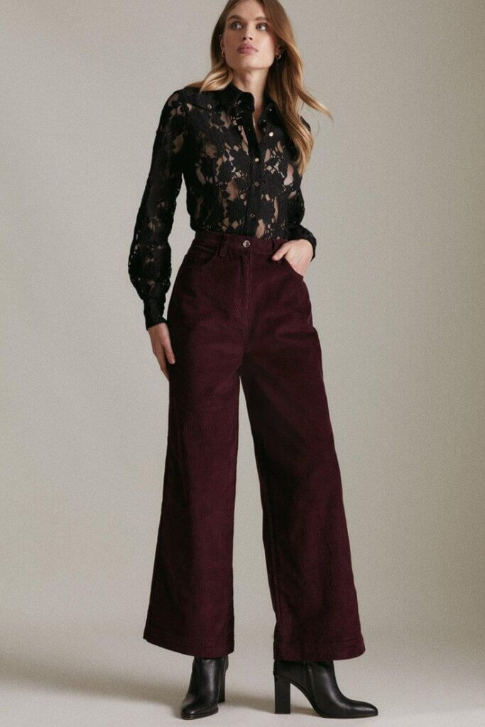 Burgundy Corduroy pant outfit