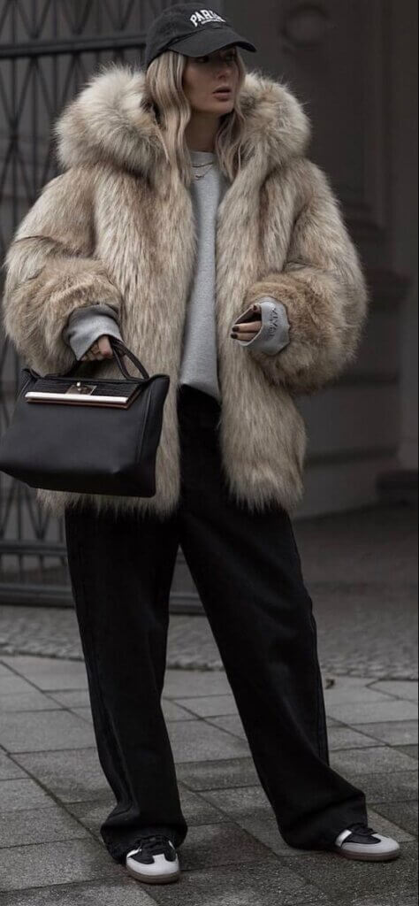 Faux Fur Coat Winter 2024 Outfit