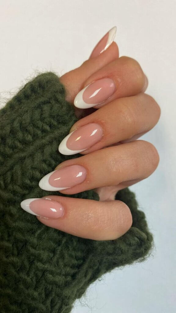 Classic French almond shape nails 