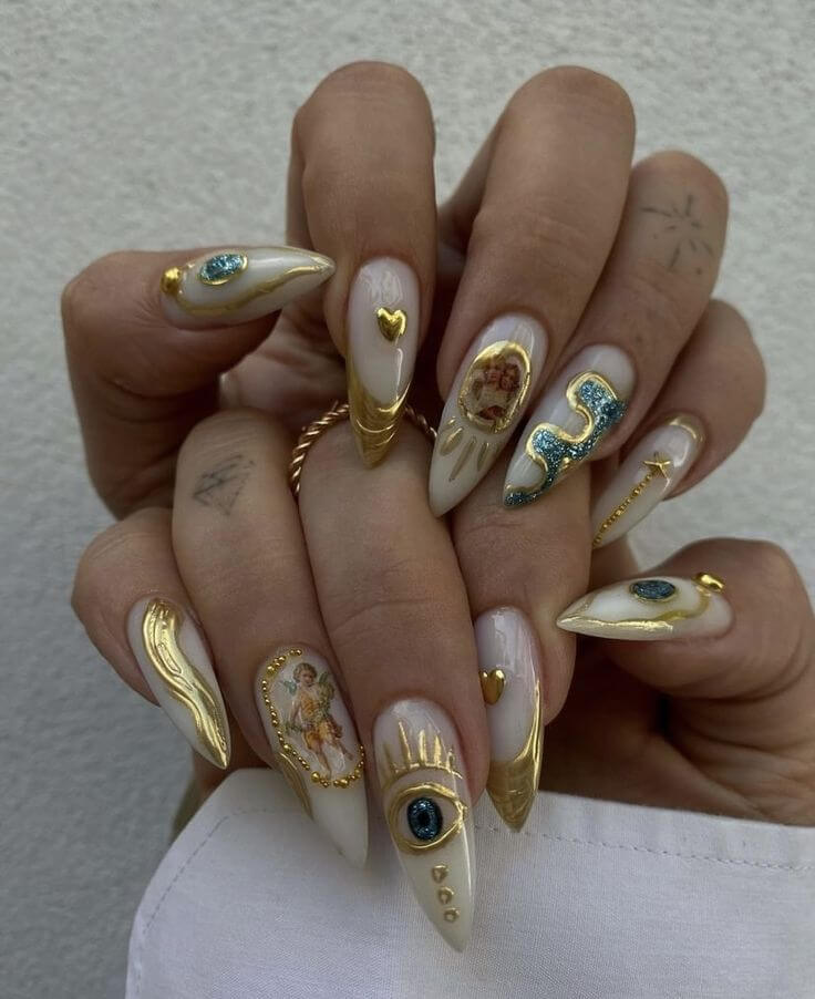 Gold Embossing Nails