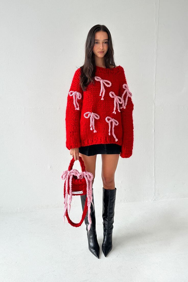 Red Sweater Outfit Winter