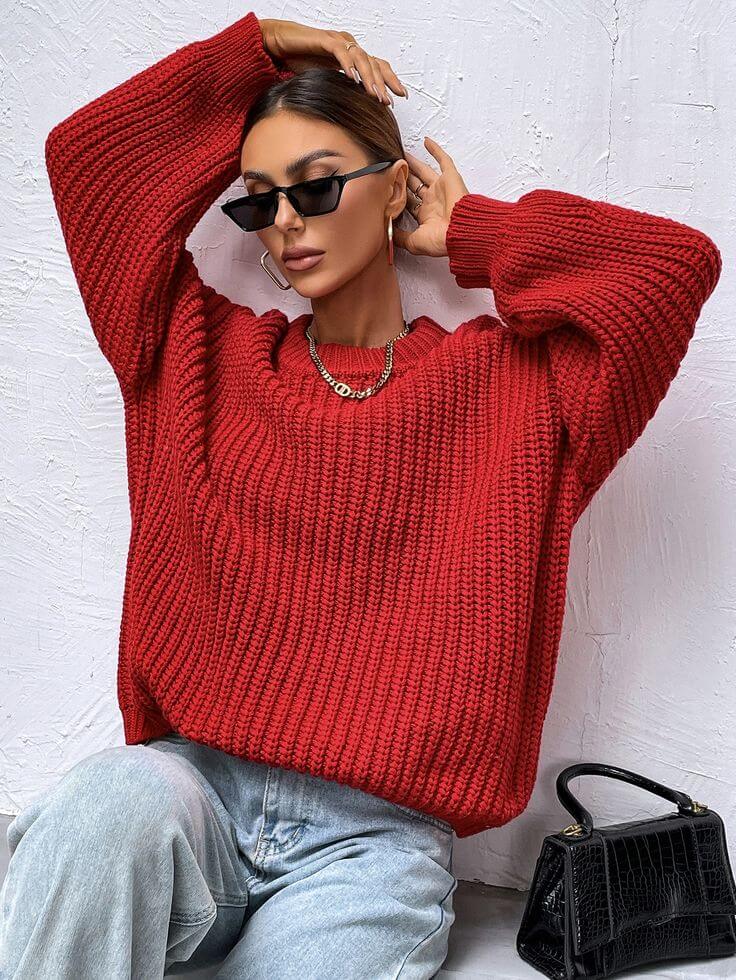 Red Sweater Outfit Winter