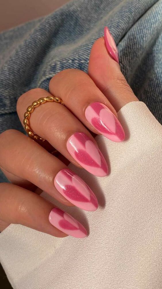 Halfr-Hearted two toned nails for valentines day
