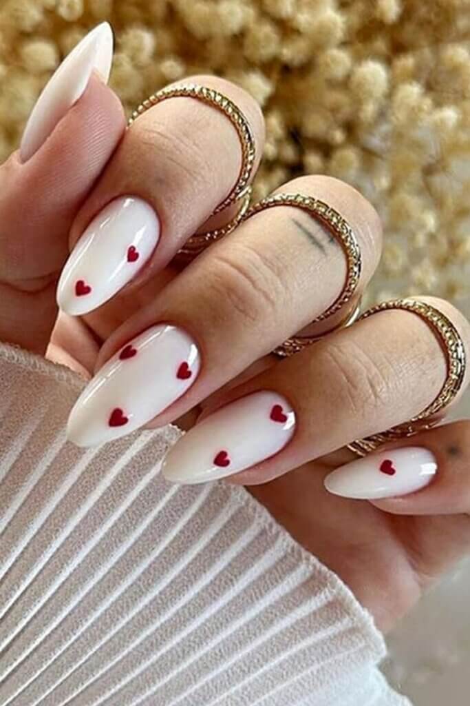 Milky White Valentine's Day Nails