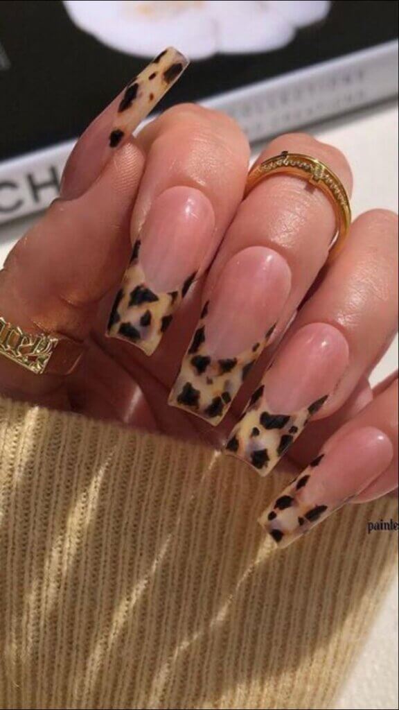 leopard print french nails
