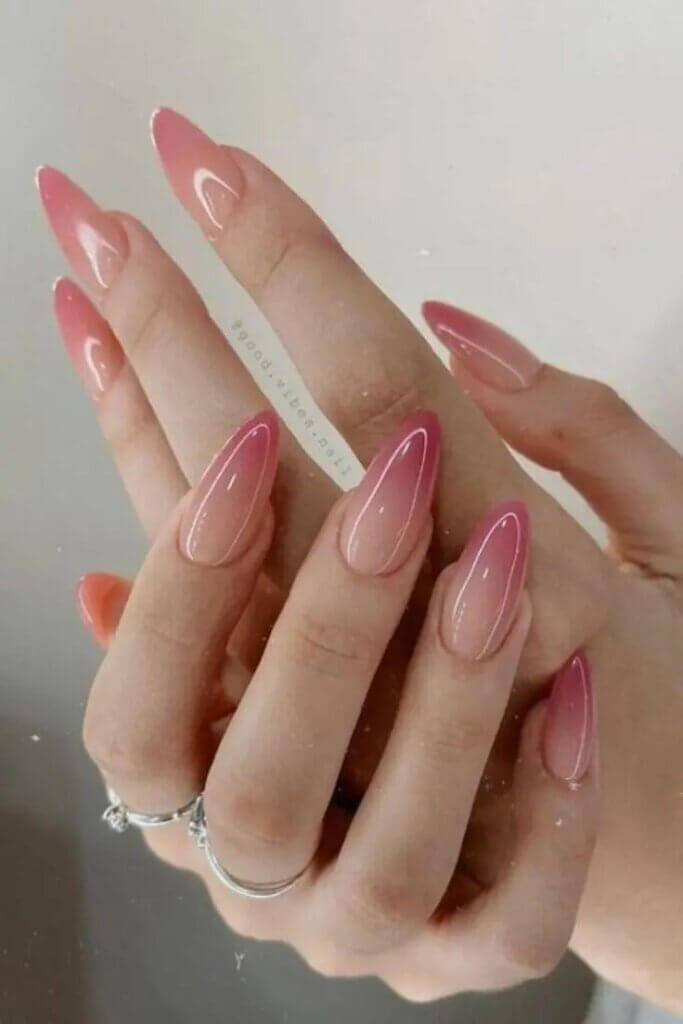 Pink Ombre valentine's day nails
