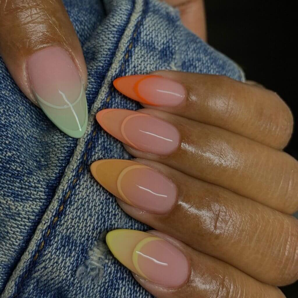 Colourful French nails spring 2024